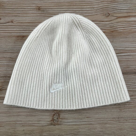 Nike 100% Cashmere Cream Beanie – Ribbed Knit – Luxe Everyday Layer - Picture 5 of 5